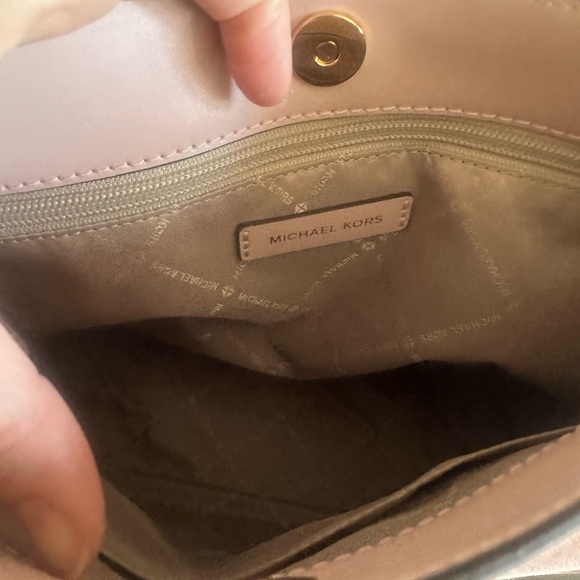 MICHAEL KORS NICOLE PINK SUEDE/LEATHER MEDIUM SHOULDER TOTE BAG - Picture 7 of 12